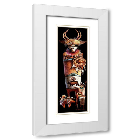 Indian Story I White Modern Wood Framed Art Print with Double Matting by Lee, James
