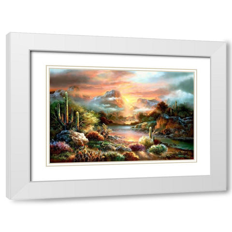 Sunset Splendor White Modern Wood Framed Art Print with Double Matting by Lee, James