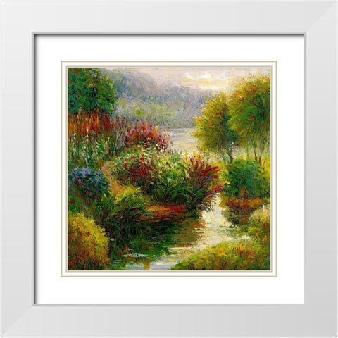 Winding River White Modern Wood Framed Art Print with Double Matting by Hulsey