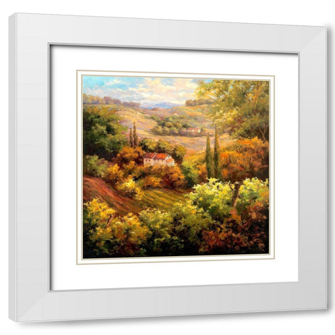 Mediterranean Valley Farm White Modern Wood Framed Art Print with Double Matting by Hulsey
