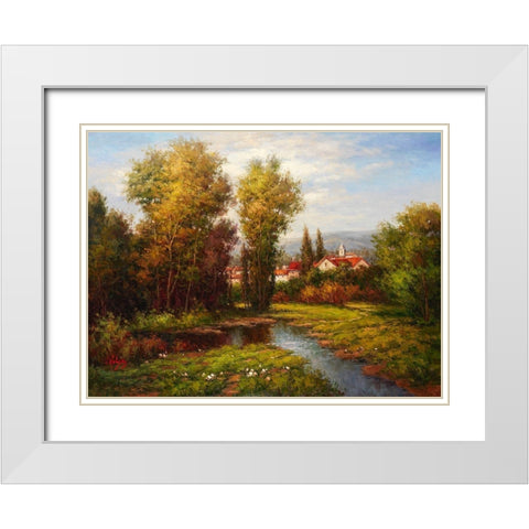 Wildflower Path White Modern Wood Framed Art Print with Double Matting by Hulsey