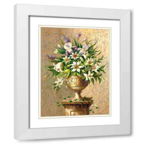 Floral Expressions II White Modern Wood Framed Art Print with Double Matting by Welby