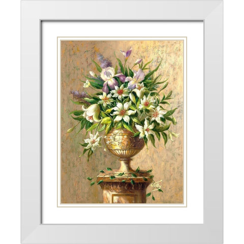Floral Expressions II White Modern Wood Framed Art Print with Double Matting by Welby