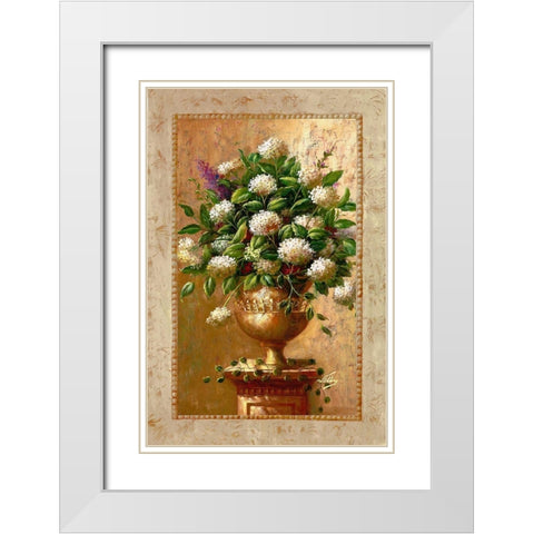 Floral Expressions I White Modern Wood Framed Art Print with Double Matting by Welby