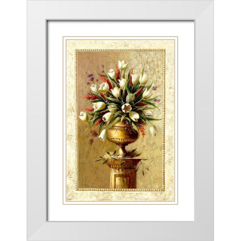 Spring Blossoms II White Modern Wood Framed Art Print with Double Matting by Welby