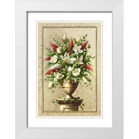Floral Symphony I White Modern Wood Framed Art Print with Double Matting by Welby