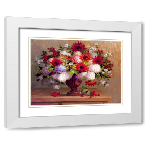 Angelinas Flowers I White Modern Wood Framed Art Print with Double Matting by Welby