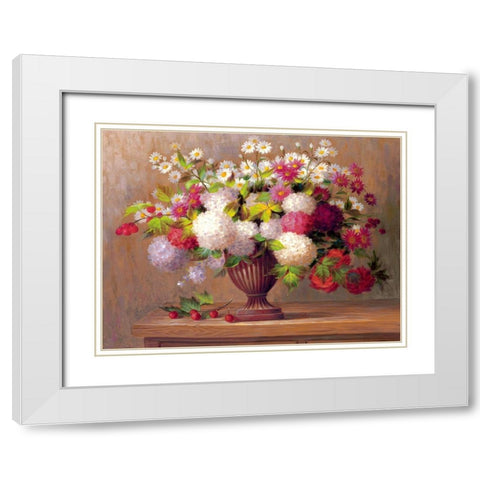 Angelinas Flowers II White Modern Wood Framed Art Print with Double Matting by Welby