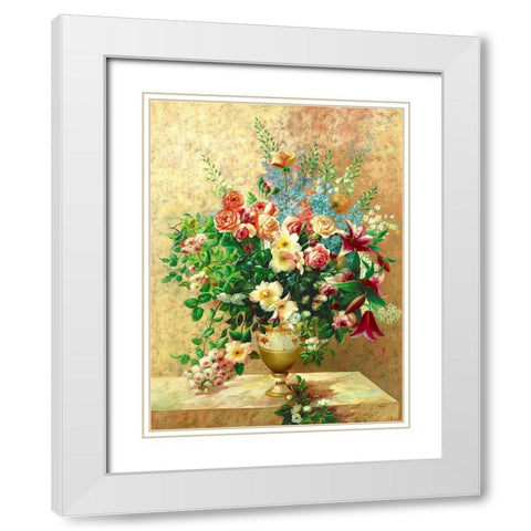 Morning Blossoms White Modern Wood Framed Art Print with Double Matting by Welby