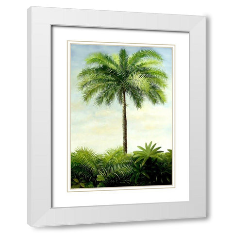 Palm II White Modern Wood Framed Art Print with Double Matting by Welby