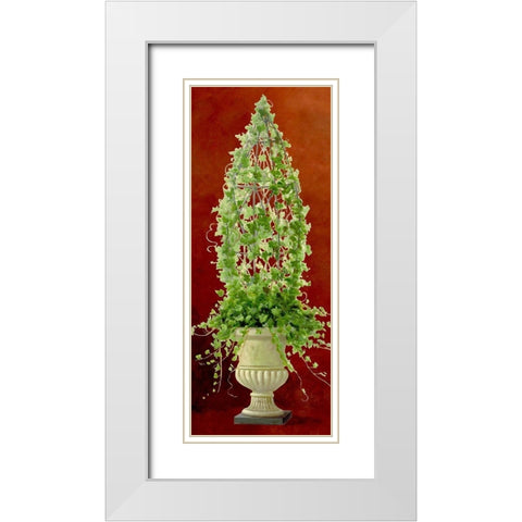 Ivy Topiary I White Modern Wood Framed Art Print with Double Matting by Welby