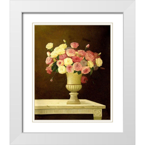 May Roses I White Modern Wood Framed Art Print with Double Matting by Welby