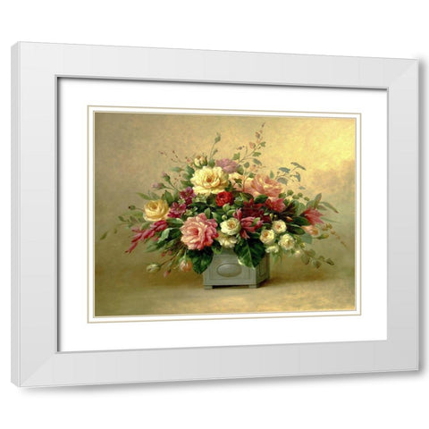 Rose Bouquet II White Modern Wood Framed Art Print with Double Matting by Welby