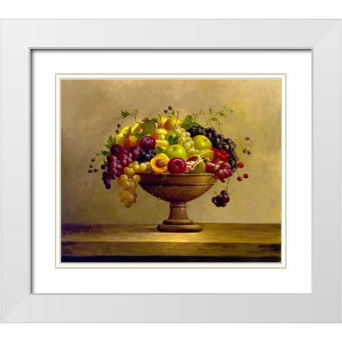 Fruit Bowl I White Modern Wood Framed Art Print with Double Matting by Welby
