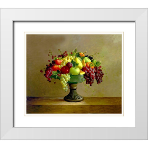 Fruit Bowl II White Modern Wood Framed Art Print with Double Matting by Welby