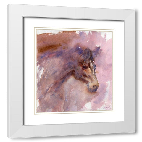 Expressive Equine White Modern Wood Framed Art Print with Double Matting by Campbell, Robert