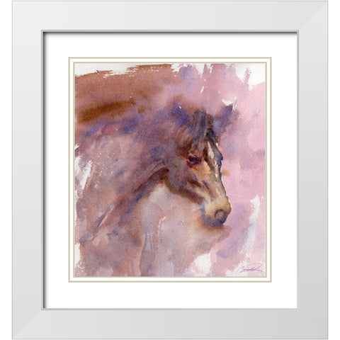 Expressive Equine White Modern Wood Framed Art Print with Double Matting by Campbell, Robert