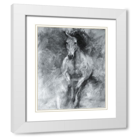 Incoming Equine White Modern Wood Framed Art Print with Double Matting by Campbell, Robert