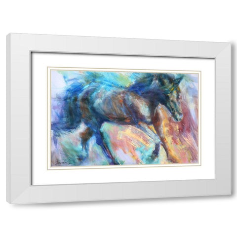 Equine Fiesta White Modern Wood Framed Art Print with Double Matting by Campbell, Robert