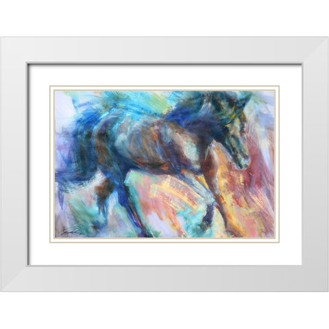 Equine Fiesta White Modern Wood Framed Art Print with Double Matting by Campbell, Robert