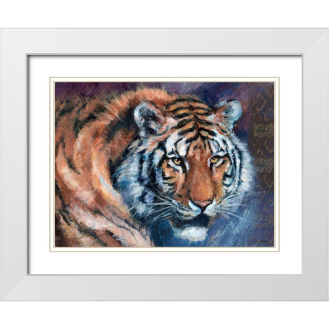 Tiger Tales White Modern Wood Framed Art Print with Double Matting by Campbell, Robert