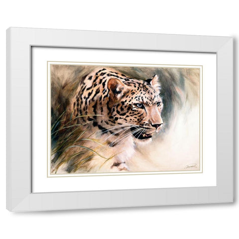 Leopards Lair White Modern Wood Framed Art Print with Double Matting by Campbell, Robert