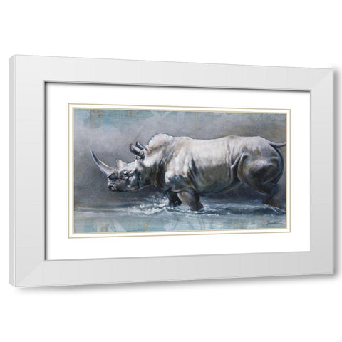 The Pedestrian Rhino White Modern Wood Framed Art Print with Double Matting by Campbell, Robert