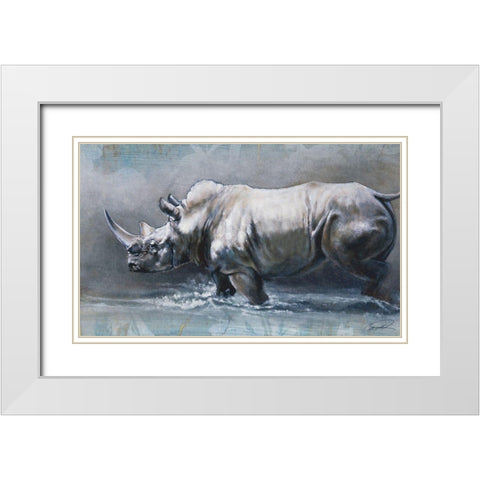 The Pedestrian Rhino White Modern Wood Framed Art Print with Double Matting by Campbell, Robert