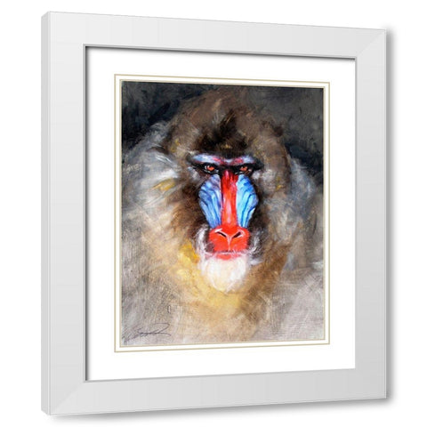 Blushing Mandrill White Modern Wood Framed Art Print with Double Matting by Campbell, Robert