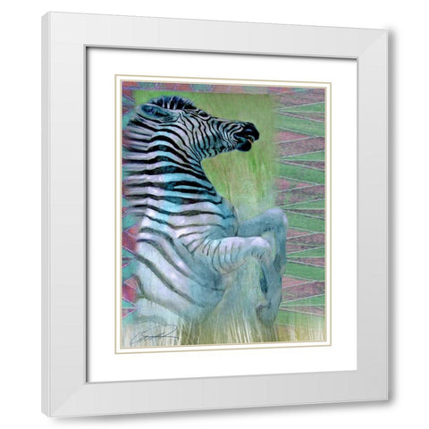 Zebra Zest White Modern Wood Framed Art Print with Double Matting by Campbell, Robert