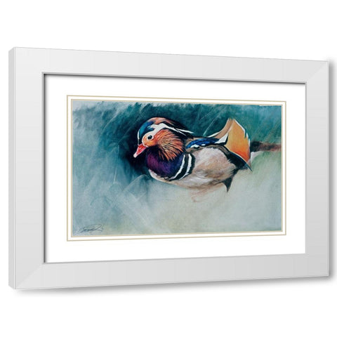 Mandarin Duck Soup White Modern Wood Framed Art Print with Double Matting by Campbell, Robert