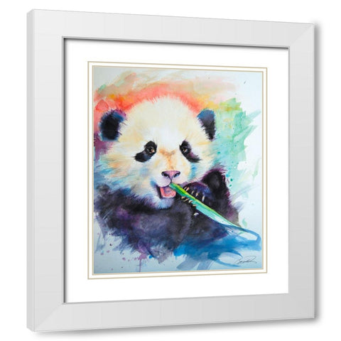 Panda Party White Modern Wood Framed Art Print with Double Matting by Campbell, Robert
