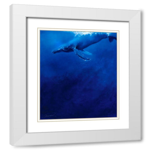 Humpback Song White Modern Wood Framed Art Print with Double Matting by Campbell, Robert