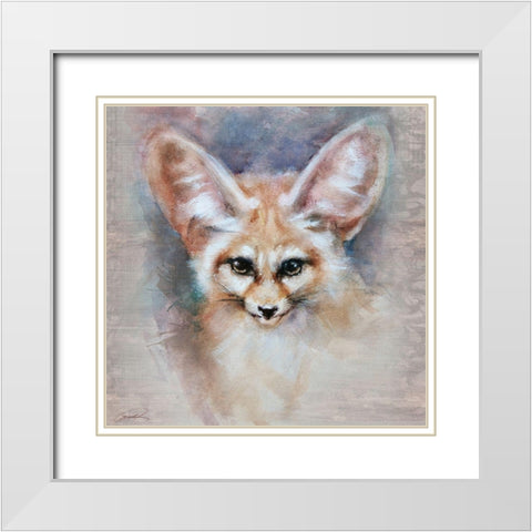 Fennec Fox Filgree White Modern Wood Framed Art Print with Double Matting by Campbell, Robert