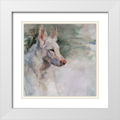 White Shepherd Wonder White Modern Wood Framed Art Print with Double Matting by Campbell, Robert