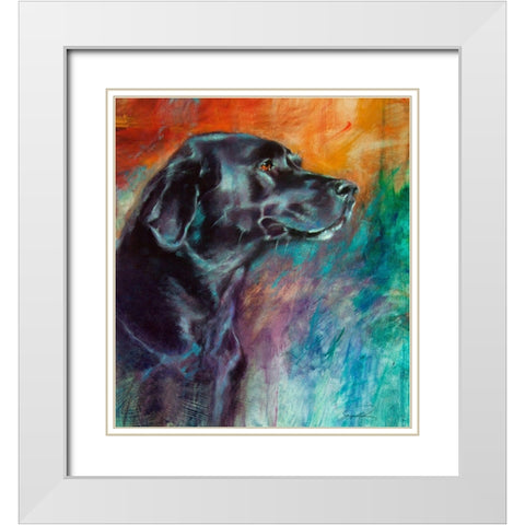 Rainbow Retriever White Modern Wood Framed Art Print with Double Matting by Campbell, Robert