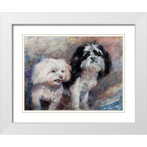 Fuzzy Friends White Modern Wood Framed Art Print with Double Matting by Campbell, Robert