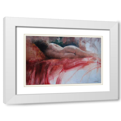 Scarlet Sheet Nude White Modern Wood Framed Art Print with Double Matting by Campbell, Robert