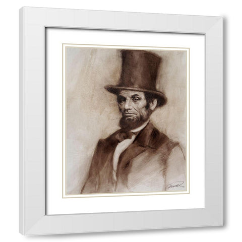 Honest Abe White Modern Wood Framed Art Print with Double Matting by Campbell, Robert