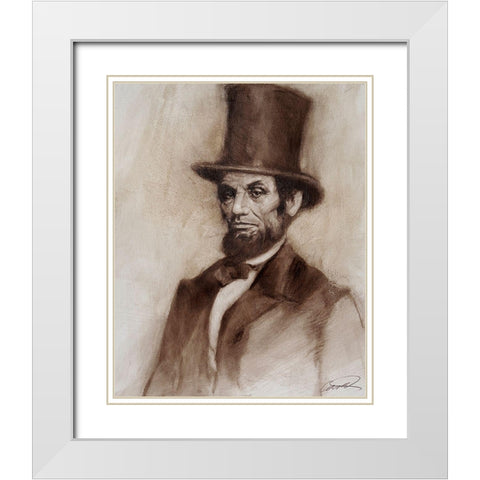 Honest Abe White Modern Wood Framed Art Print with Double Matting by Campbell, Robert