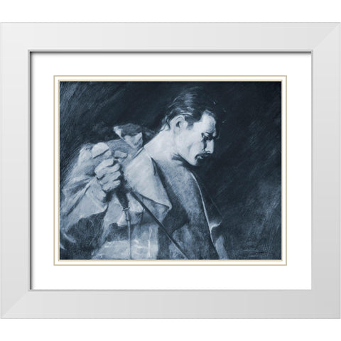 Save Me Freddie Mercury White Modern Wood Framed Art Print with Double Matting by Campbell, Robert