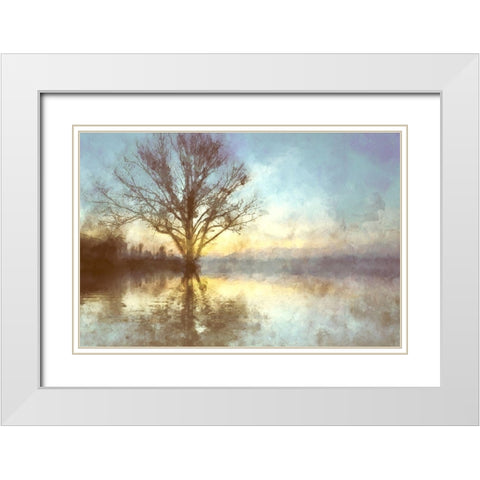 Misty Series #6 White Modern Wood Framed Art Print with Double Matting by Curinga, Kim