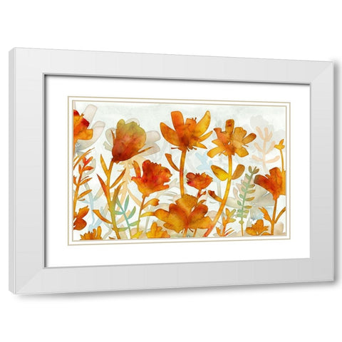 Acapuluca Golden Garden White Modern Wood Framed Art Print with Double Matting by Naskrent, Delores