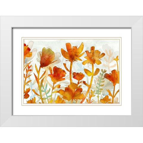 Acapuluca Golden Garden White Modern Wood Framed Art Print with Double Matting by Naskrent, Delores