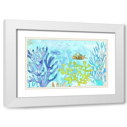 Coral Garden White Modern Wood Framed Art Print with Double Matting by Naskrent, Delores