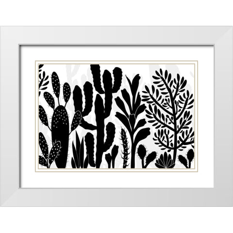 Cactus Farm White Modern Wood Framed Art Print with Double Matting by Naskrent, Delores