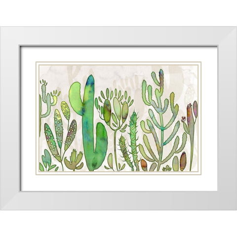 Cactus Corucopia  White Modern Wood Framed Art Print with Double Matting by Naskrent, Delores