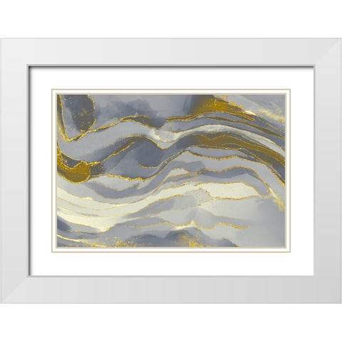 Ivory Glitz White Modern Wood Framed Art Print with Double Matting by Naskrent, Delores