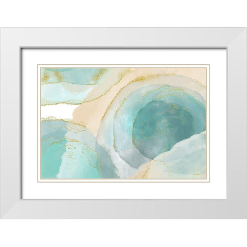 Waikiki Beach Blue White Modern Wood Framed Art Print with Double Matting by Naskrent, Delores