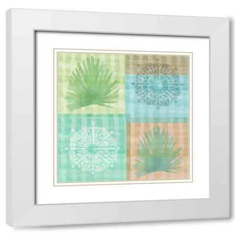 Palm Squares White Modern Wood Framed Art Print with Double Matting by Kouta, Flora